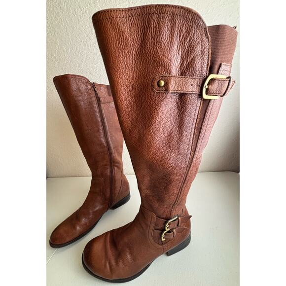 Naturalizer Johanna Brown Leather Knee High Riding Boots Wide Shaft Size 7.5 - Picture 3 of 12